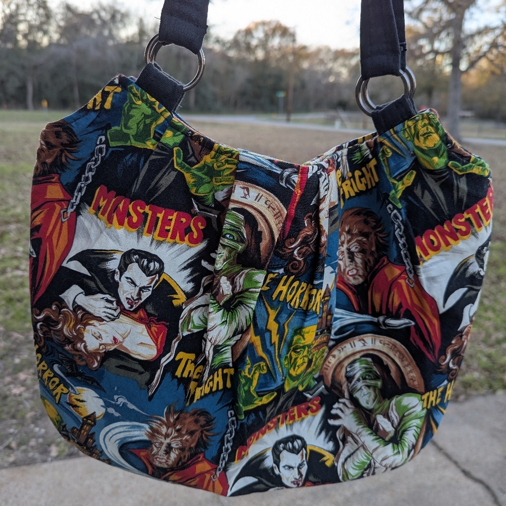 Hollywood Vintage monsters handmade purse with magnetic snap closure